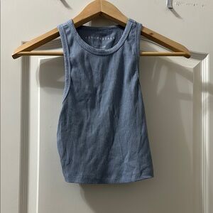 Blue Sleeveless Ribbed Top
